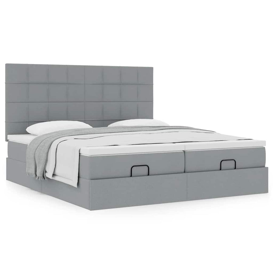 Ottoman bed met matrassen 180x200cm stof lichtgrijs