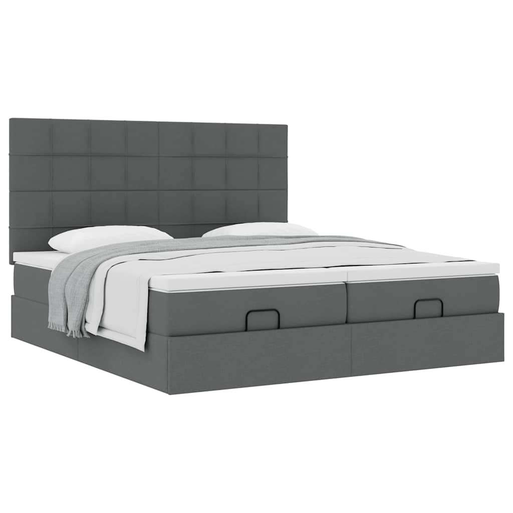 Ottoman bed met matrassen 180x200cm stof donkergrijs