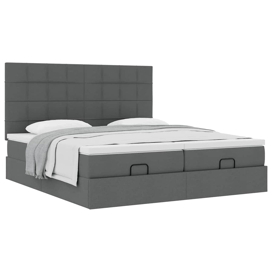 Ottoman bed met matrassen 180x200cm stof donkergrijs
