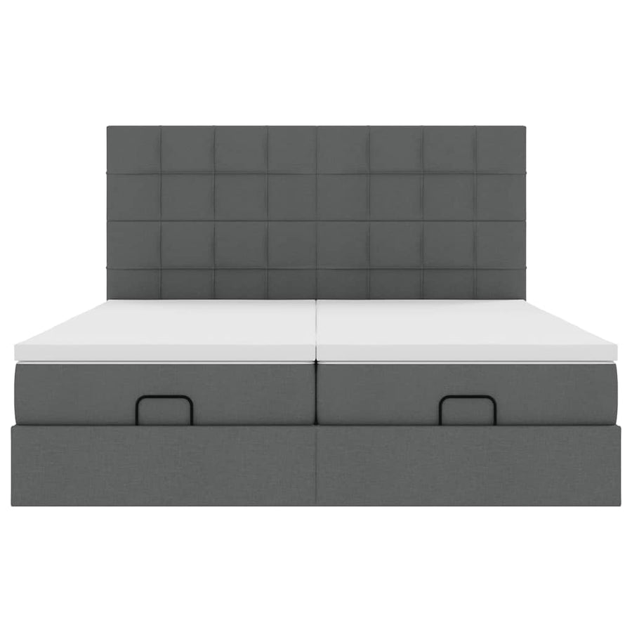 Ottoman bed met matrassen 180x200cm stof donkergrijs