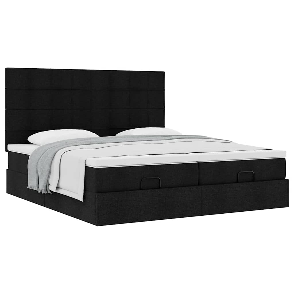 Ottoman bed met matrassen 180x200cm stof zwart