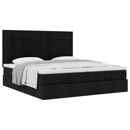 Ottoman bed met matrassen 180x200cm stof zwart