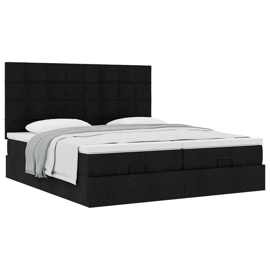 Ottoman bed met matrassen 180x200cm stof zwart