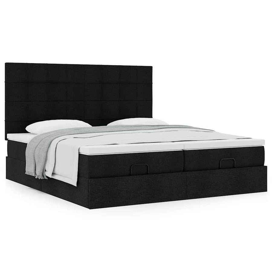 Ottoman bed met matrassen 180x200cm stof zwart
