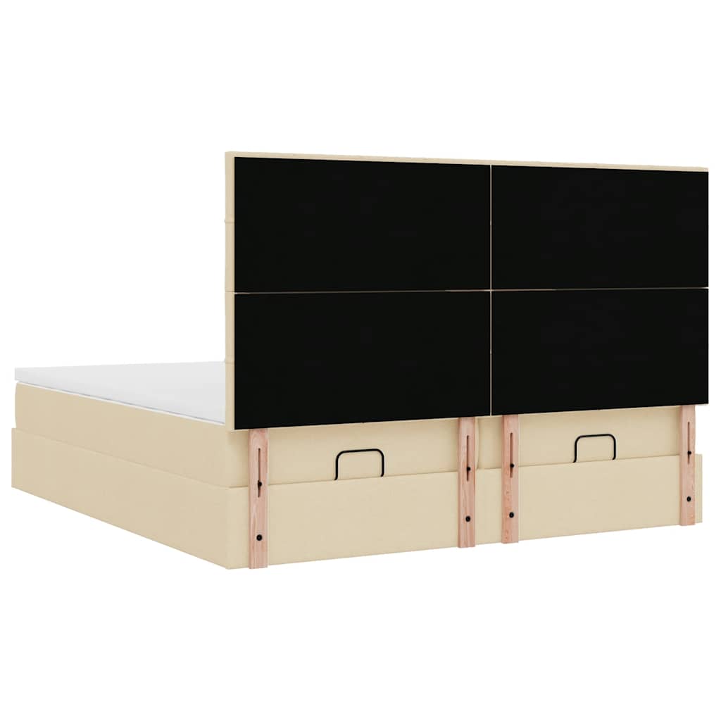 Ottoman bed met matrassen 180x200cm stof crèmekleurig