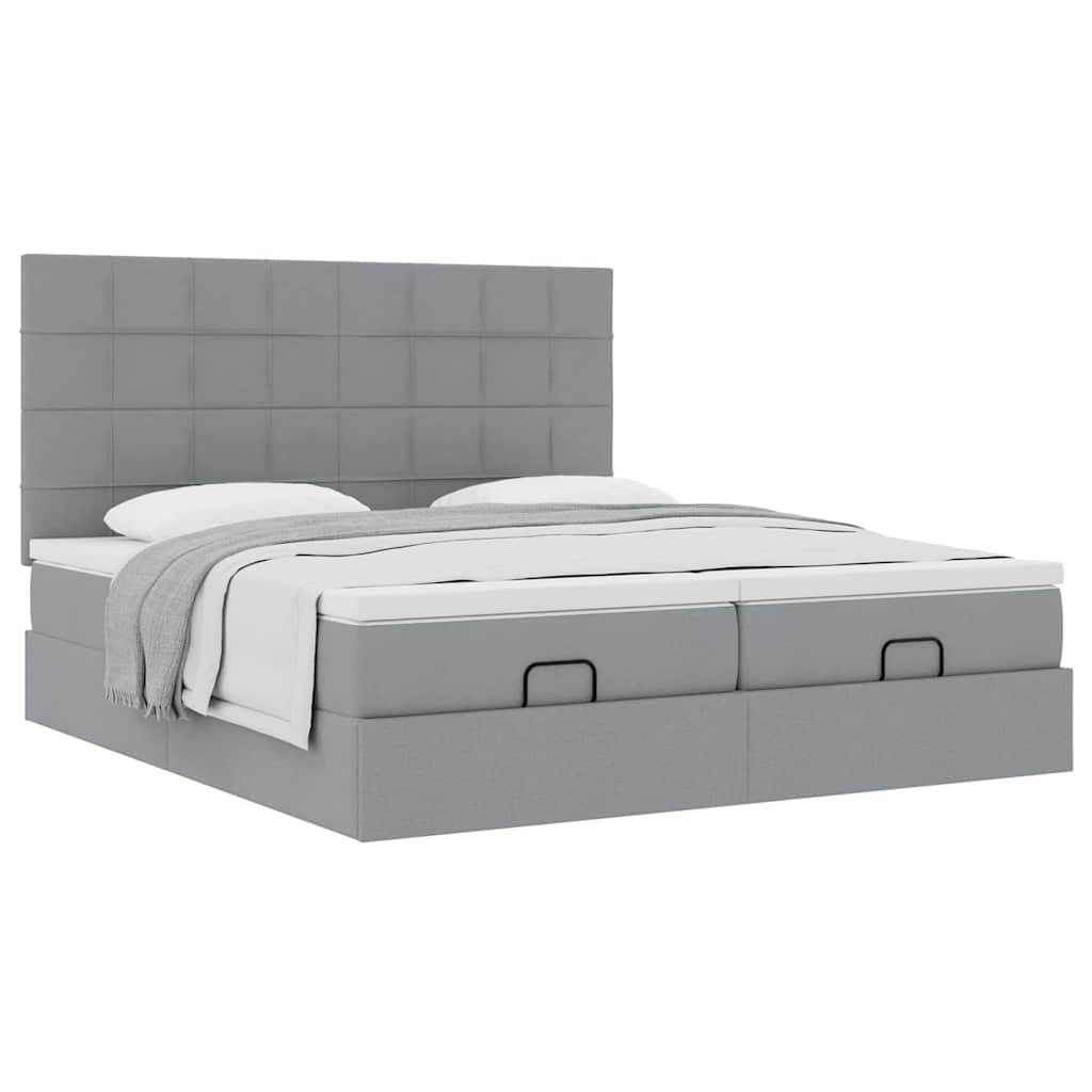 Ottoman bed met matrassen 200x200cm stof lichtgrijs