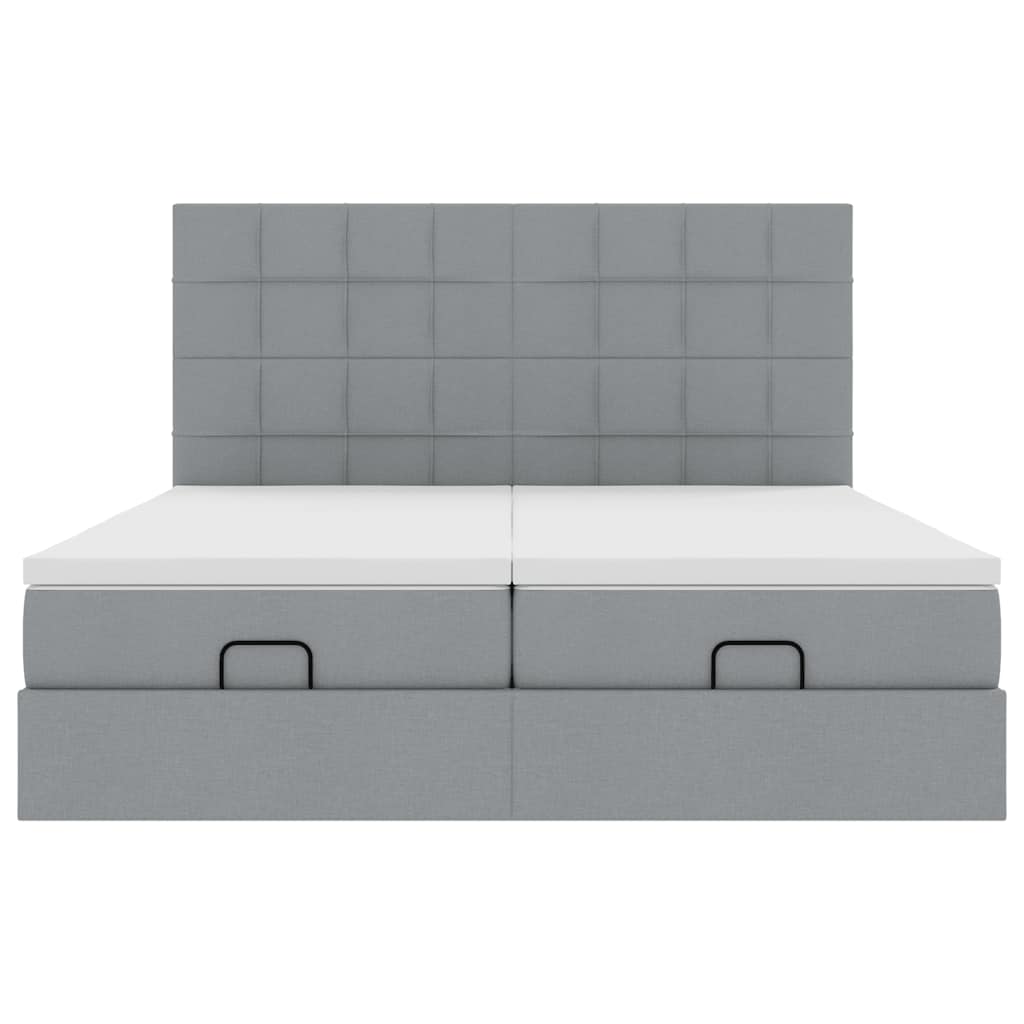 Ottoman bed met matrassen 200x200cm stof lichtgrijs