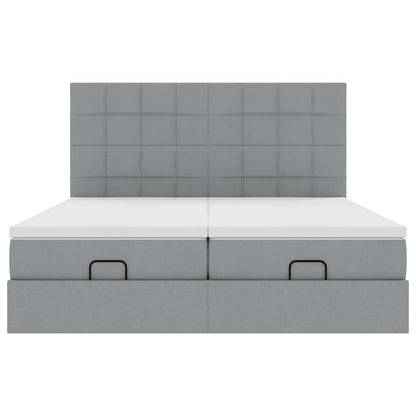 Ottoman bed met matrassen 200x200cm stof lichtgrijs