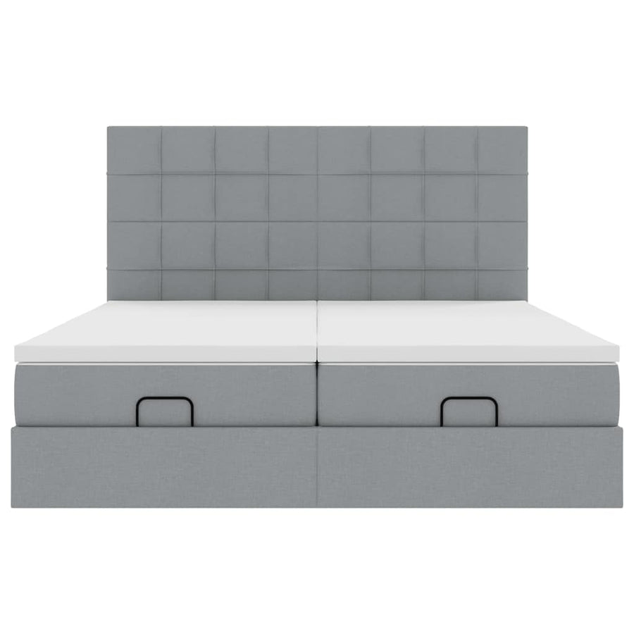 Ottoman bed met matrassen 200x200cm stof lichtgrijs