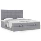 Ottoman bed with mattresses 200x200cm light grey fabric