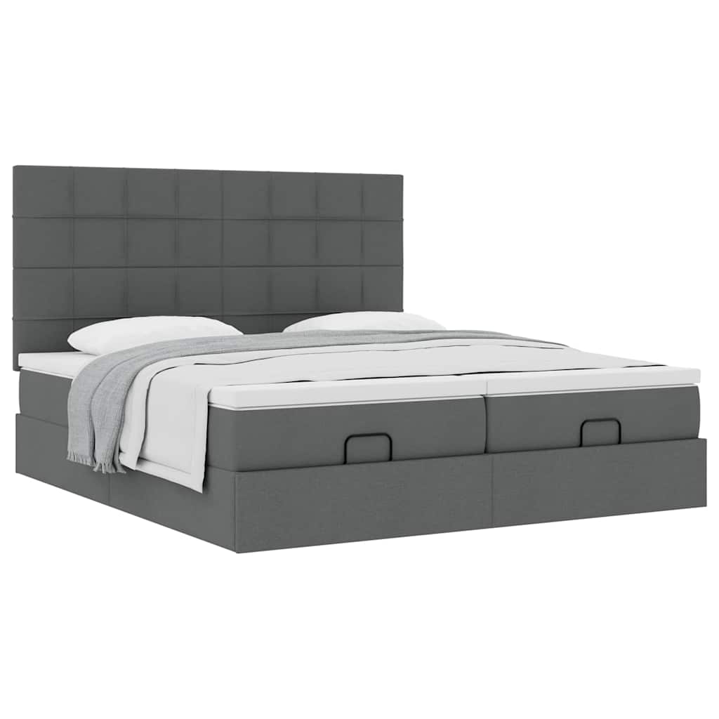 Ottoman bed met matrassen 200x200cm stof donkergrijs