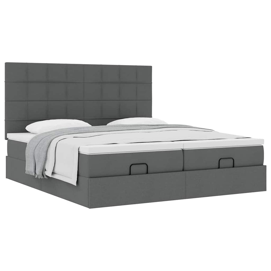 Ottoman bed met matrassen 200x200cm stof donkergrijs