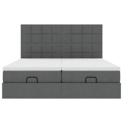 Ottoman bed met matrassen 200x200cm stof donkergrijs
