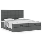 Ottoman bed with mattresses 200x200cm dark grey fabric