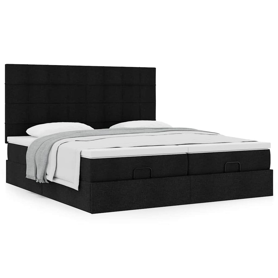 Ottoman bed met matrassen 200x200cm stof zwart