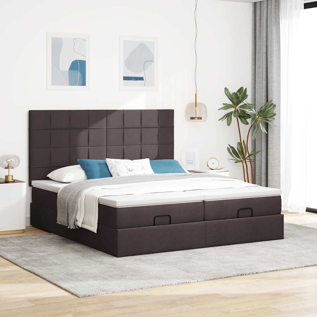 Ottoman bed met matrassen 200x200cm stof donkerbruin