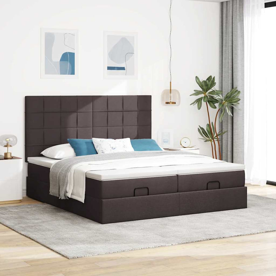 Ottoman bed met matrassen 200x200cm stof donkerbruin
