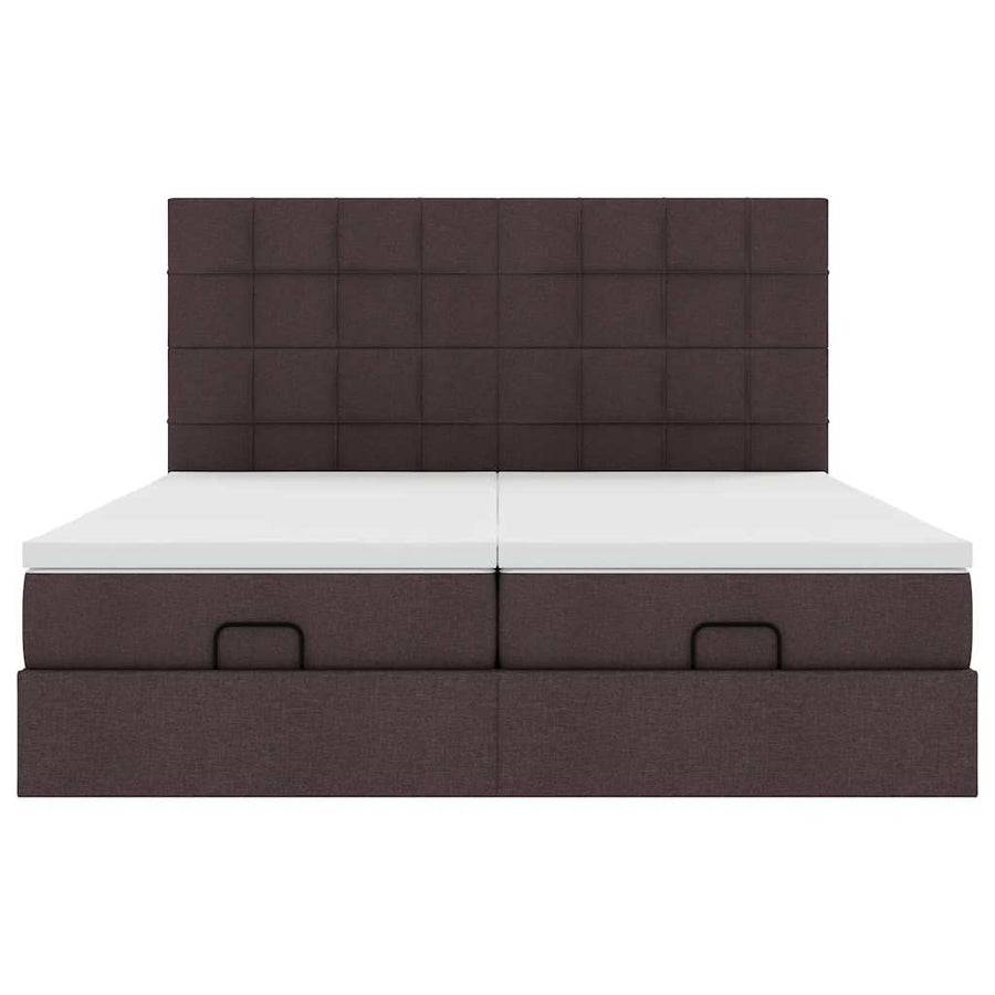 Ottoman bed met matrassen 200x200cm stof donkerbruin