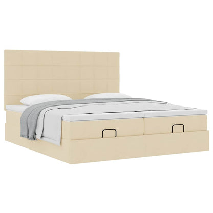 Ottoman bed met matrassen 200x200cm stof crèmekleurig
