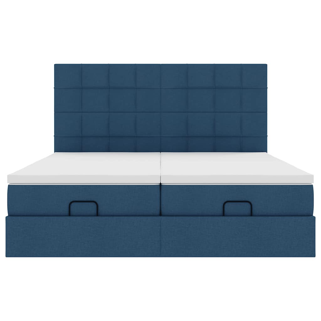Ottoman bed met matrassen 200x200cm stof blauw