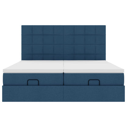 Ottoman bed met matrassen 200x200cm stof blauw