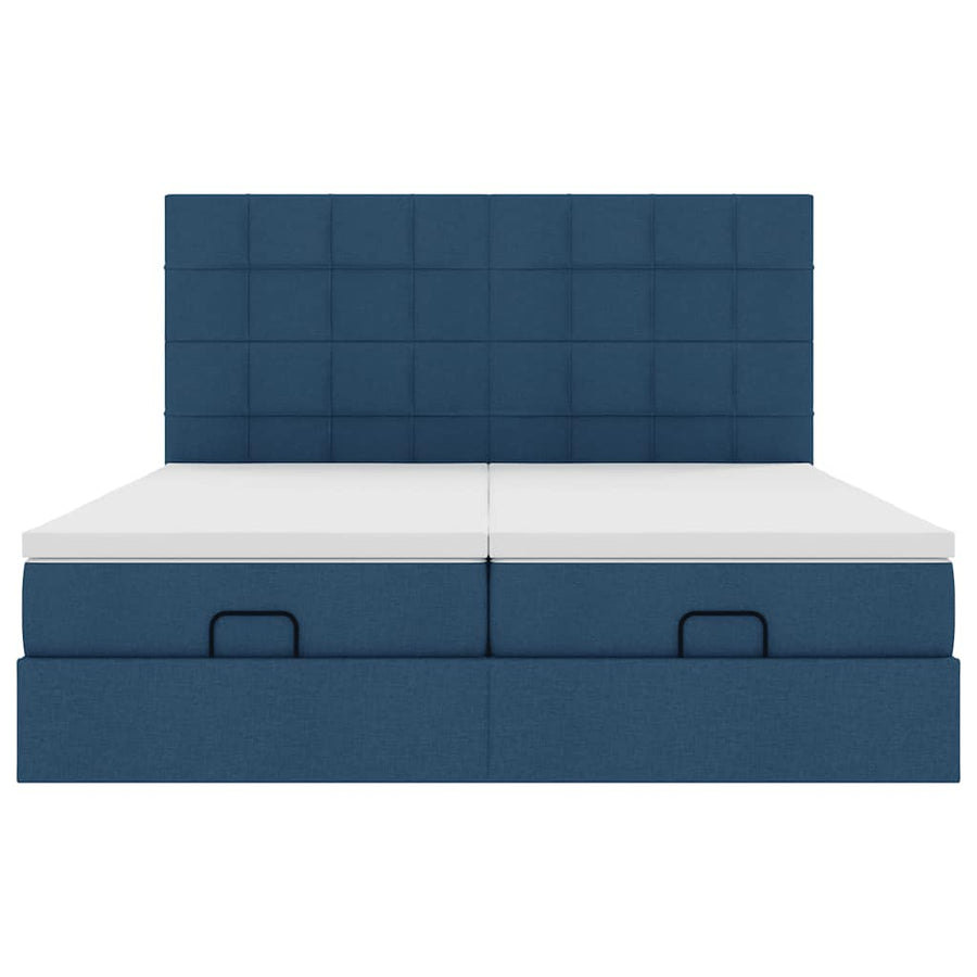 Ottoman bed met matrassen 200x200cm stof blauw