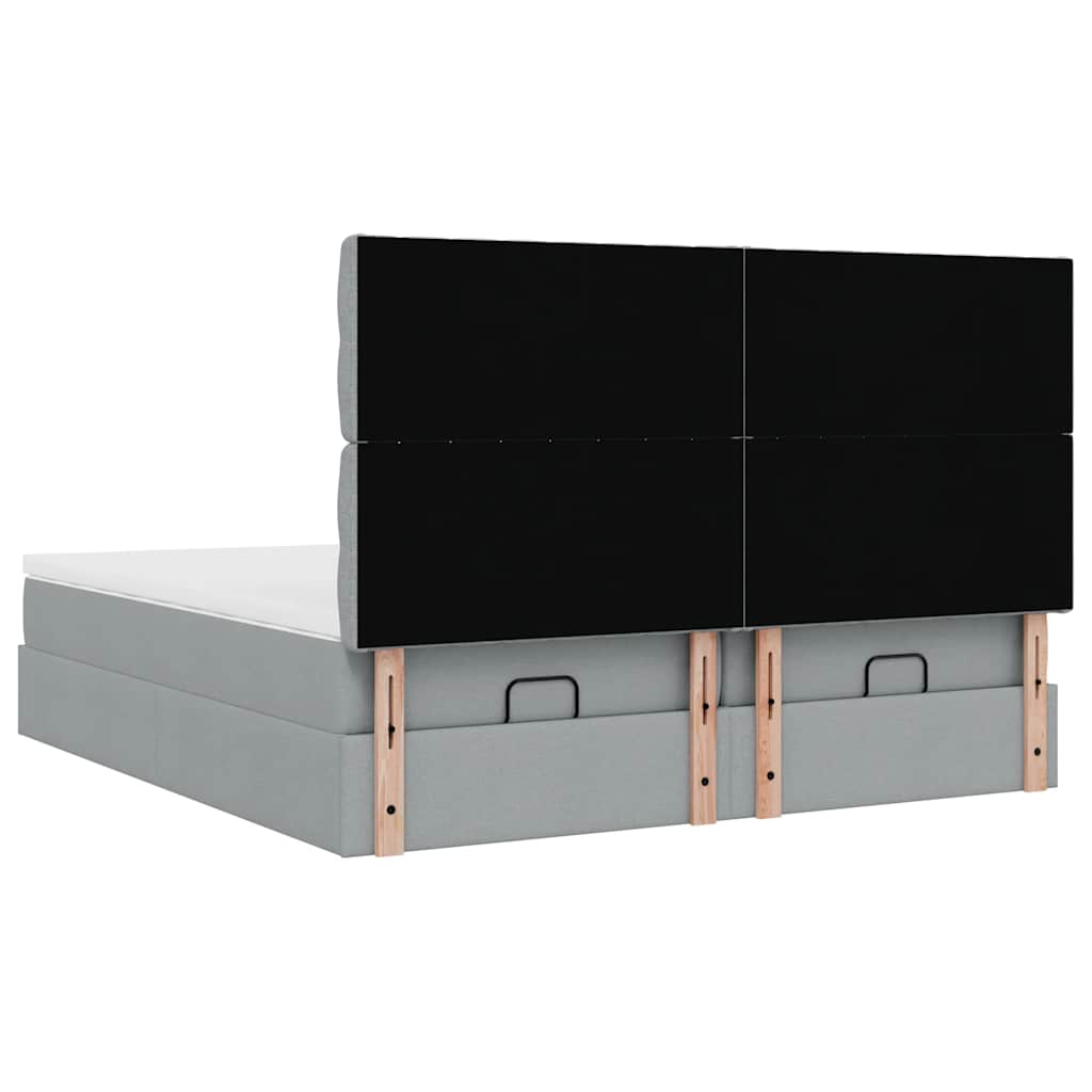 Ottoman bed met matrassen 160x200cm stof lichtgrijs