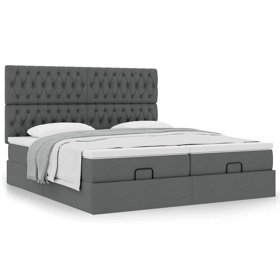 Ottoman bed met matrassen 160x200cm stof donkergrijs