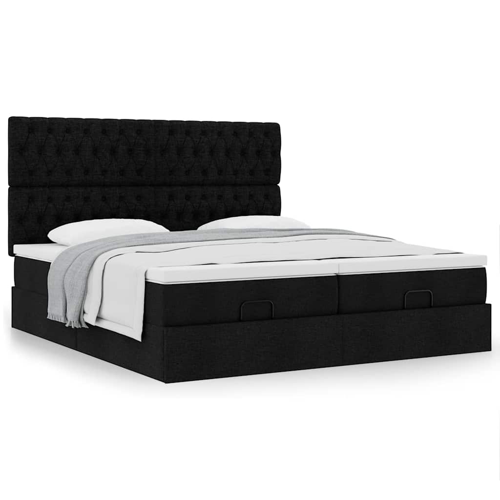 Ottoman bed met matrassen 160x200cm stof zwart