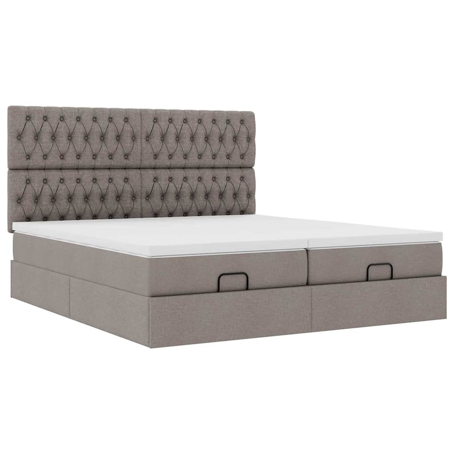 Ottoman bed met matrassen 160x200cm stof taupe