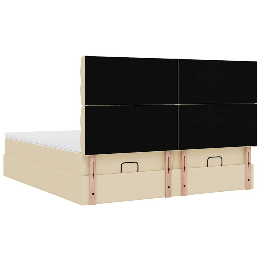 Ottoman bed met matrassen 160x200cm stof crèmekleurig