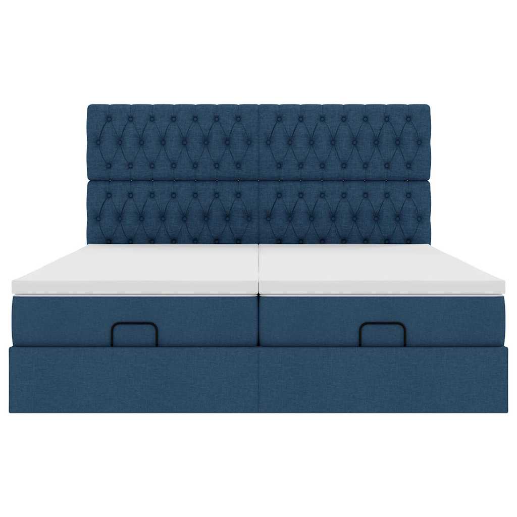 Ottoman bed met matrassen 160x200cm stof blauw