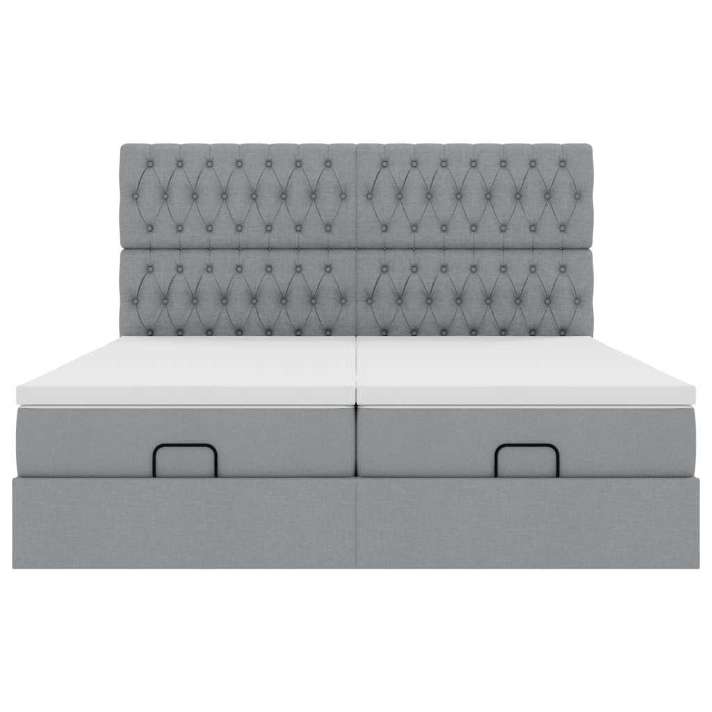 Ottoman bed met matrassen 180x200cm stof lichtgrijs