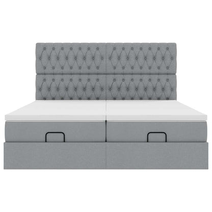 Ottoman bed met matrassen 180x200cm stof lichtgrijs