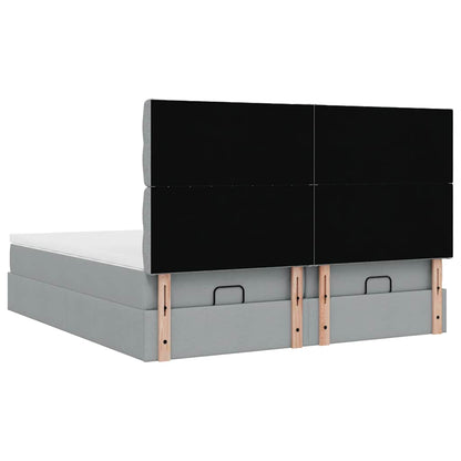 Ottoman bed met matrassen 180x200cm stof lichtgrijs