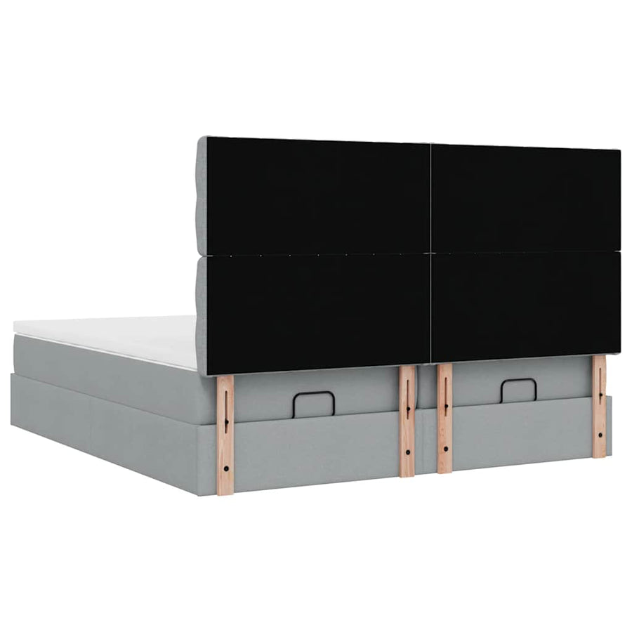 Ottoman bed met matrassen 180x200cm stof lichtgrijs