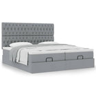 Ottoman bed with mattresses 180x200cm fabric light grey