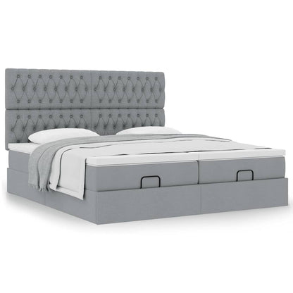 Ottoman bed met matrassen 180x200cm stof lichtgrijs