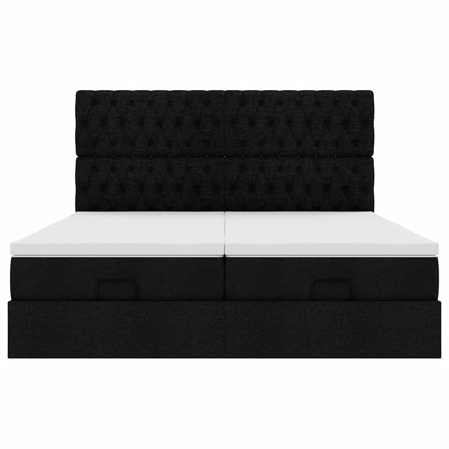 Ottoman bed met matrassen 180x200cm stof zwart