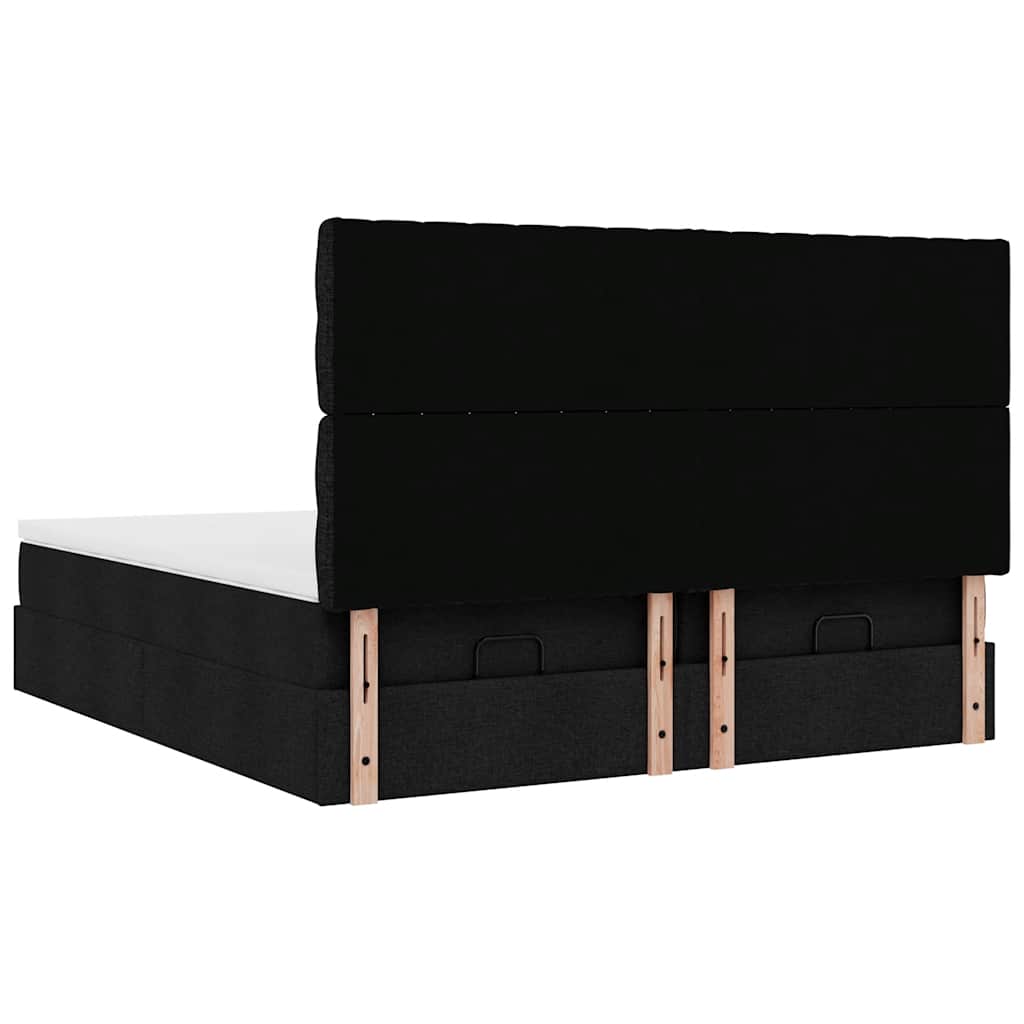 Ottoman bed met matrassen 180x200cm stof zwart