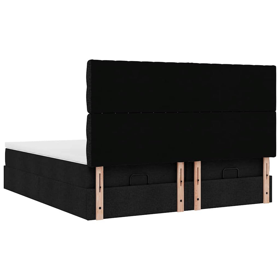 Ottoman bed met matrassen 180x200cm stof zwart