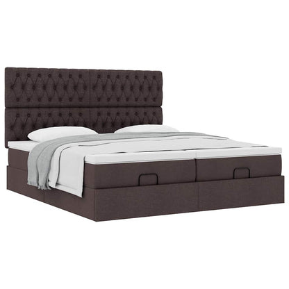 Ottoman bed met matrassen 180x200cm stof donkerbruin