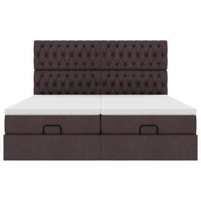Ottoman bed met matrassen 180x200cm stof donkerbruin