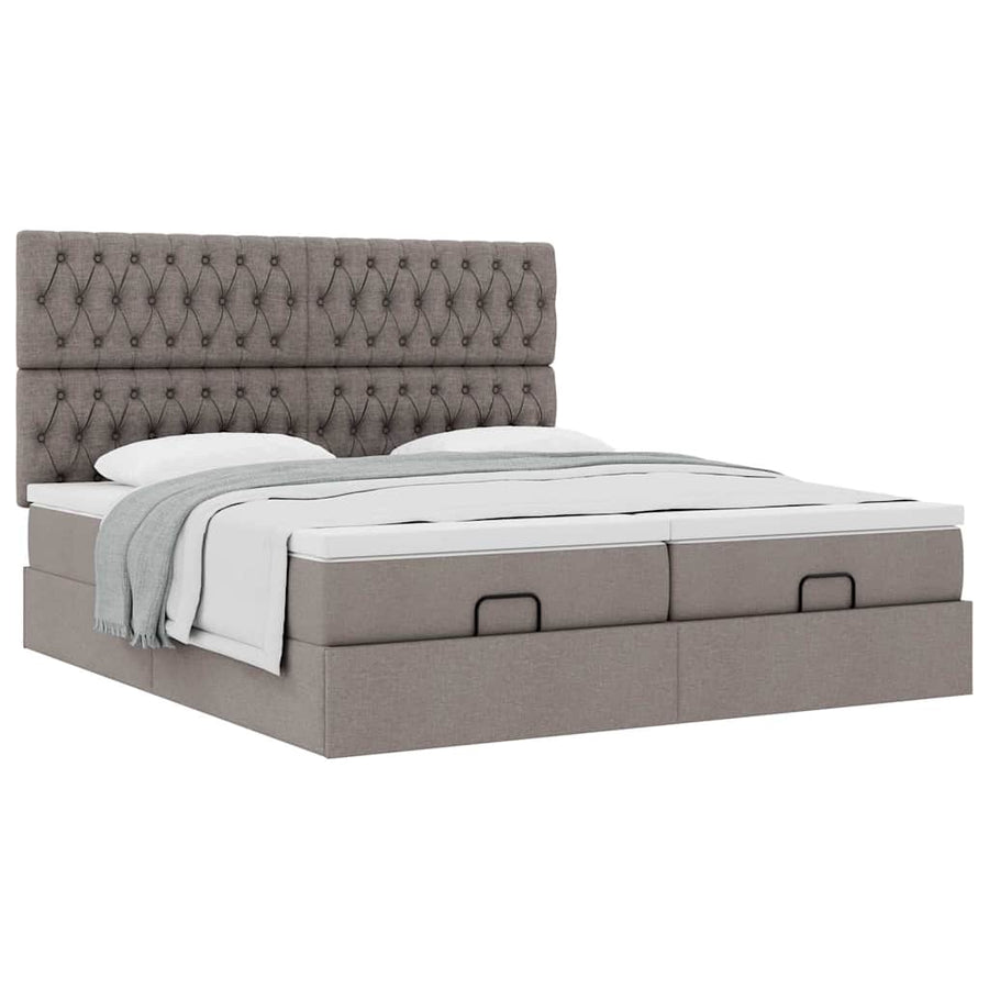 Ottoman bed met matrassen 180x200cm stof taupe