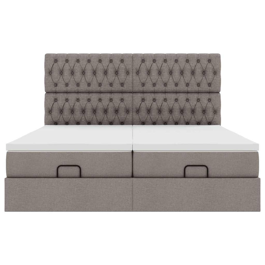 Ottoman bed met matrassen 180x200cm stof taupe