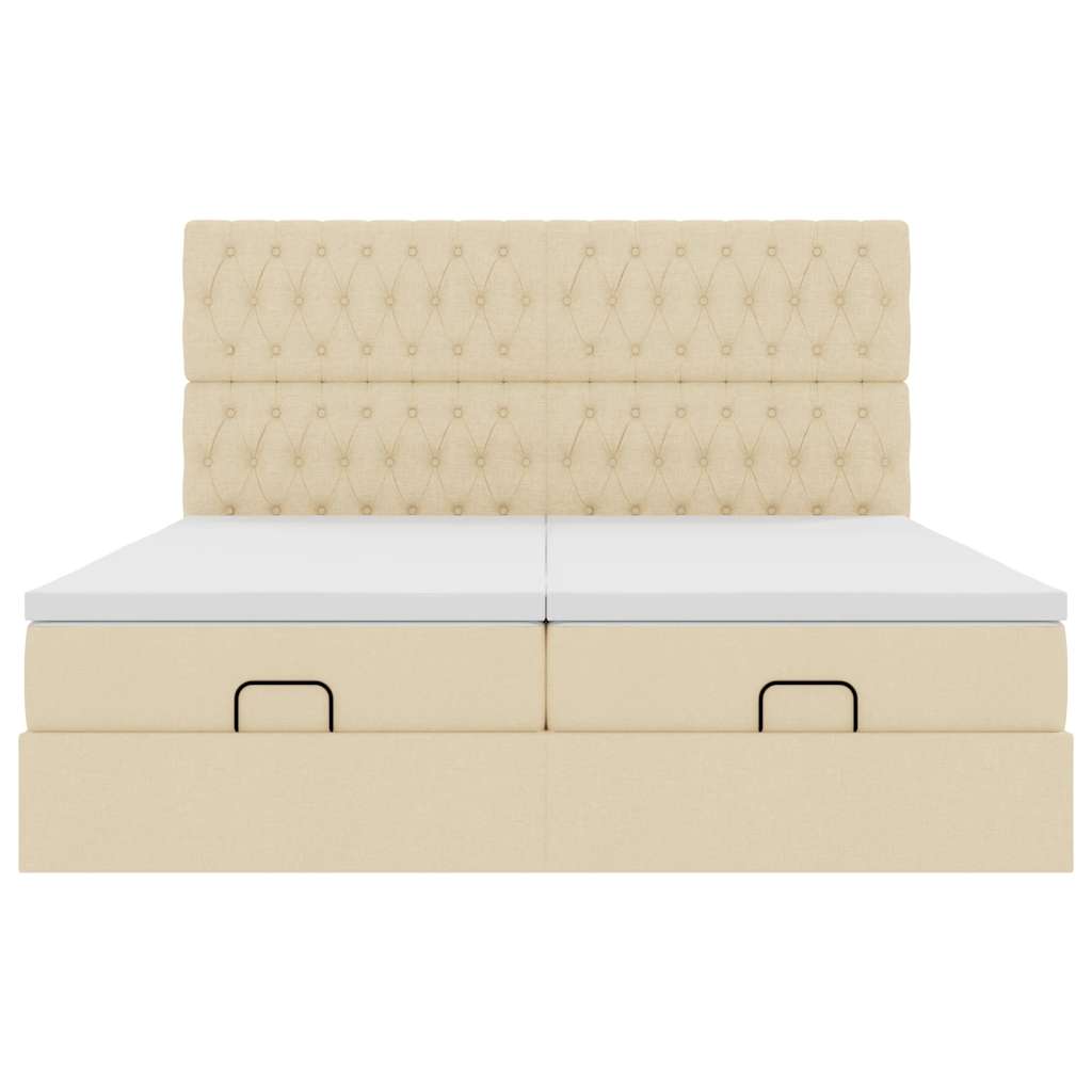 Ottoman bed met matrassen 180x200cm stof crèmekleurig