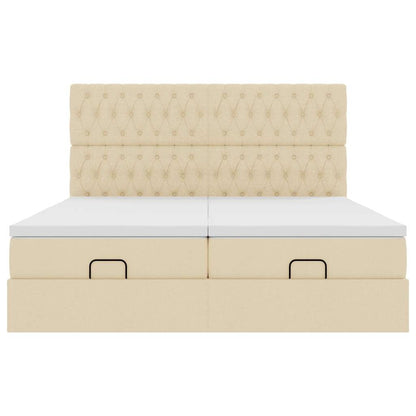 Ottoman bed met matrassen 180x200cm stof crèmekleurig