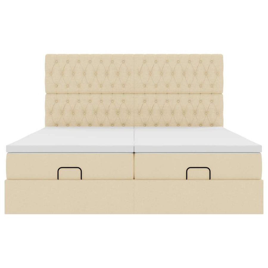 Ottoman bed met matrassen 180x200cm stof crèmekleurig