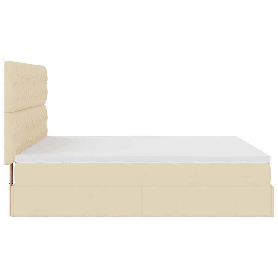 Ottoman bed met matrassen 180x200cm stof crèmekleurig