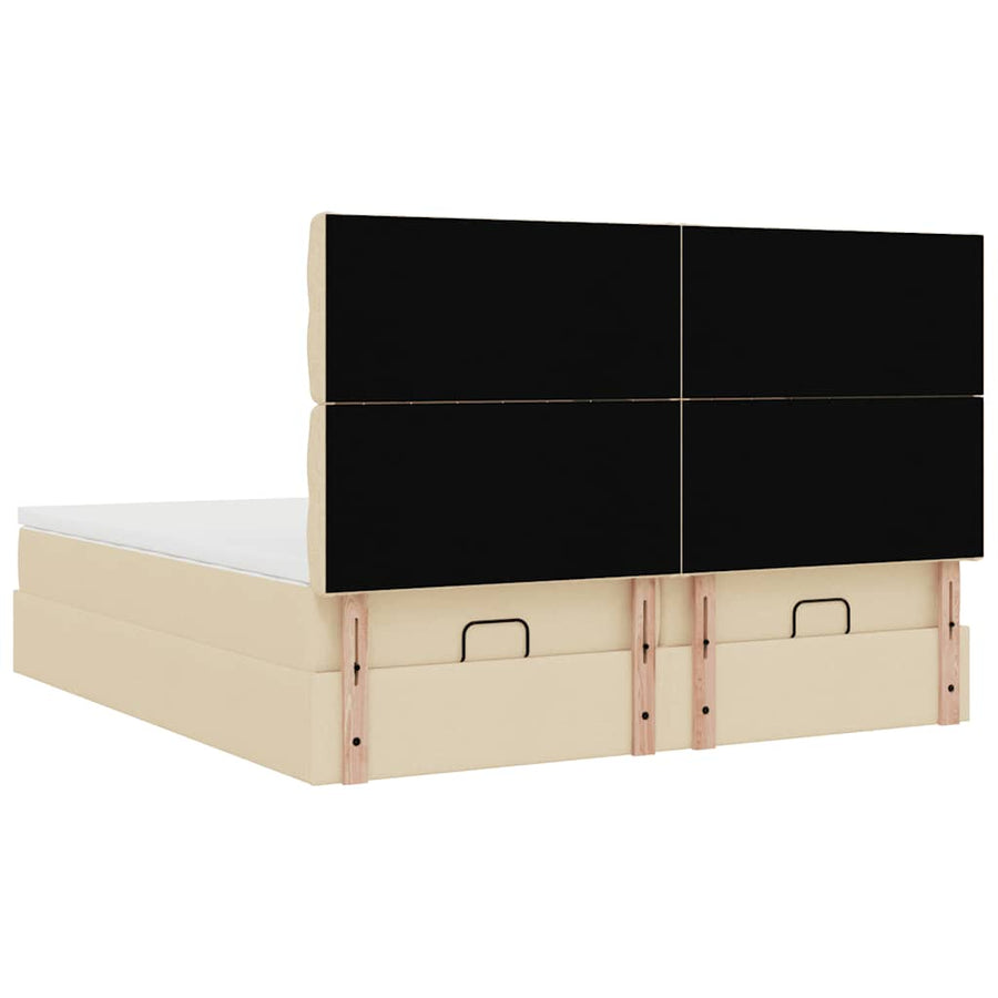 Ottoman bed met matrassen 180x200cm stof crèmekleurig